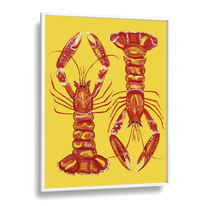 Langoustines On Yellow Bar & Cafe Artwork in White Plain Frame