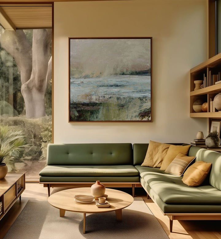 Stylish living room featuring LANGSTONE, ABSTRACT PAINTINGS, enhancing the space with contemporary elegance.