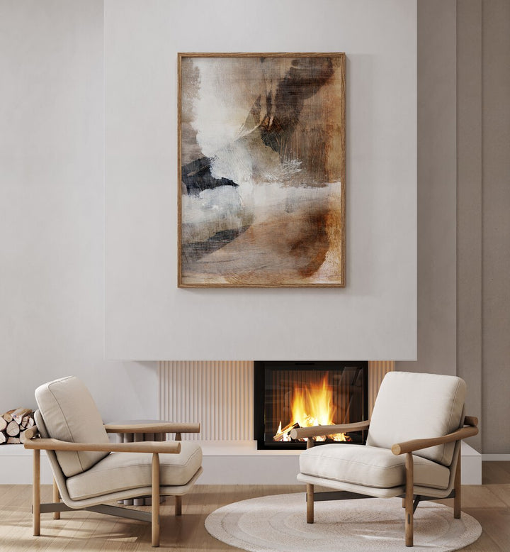 Stylish interior featuring LAYERS II, ABSTRACT PAINTINGS, enhancing the space with vibrant textures and colors.