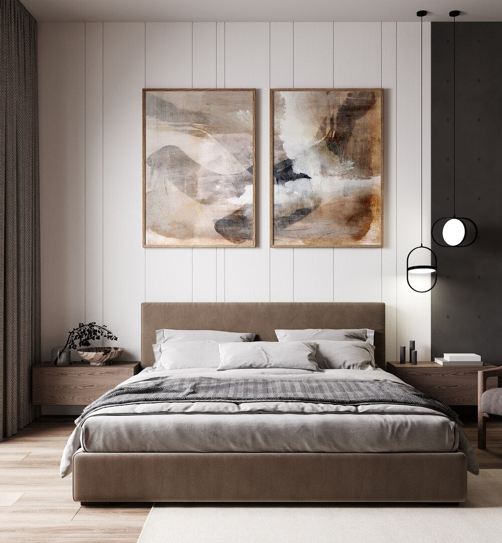 Transform your space with the LAYERS SET, SET OF 2 PAINTINGS, perfect for any contemporary room décor.