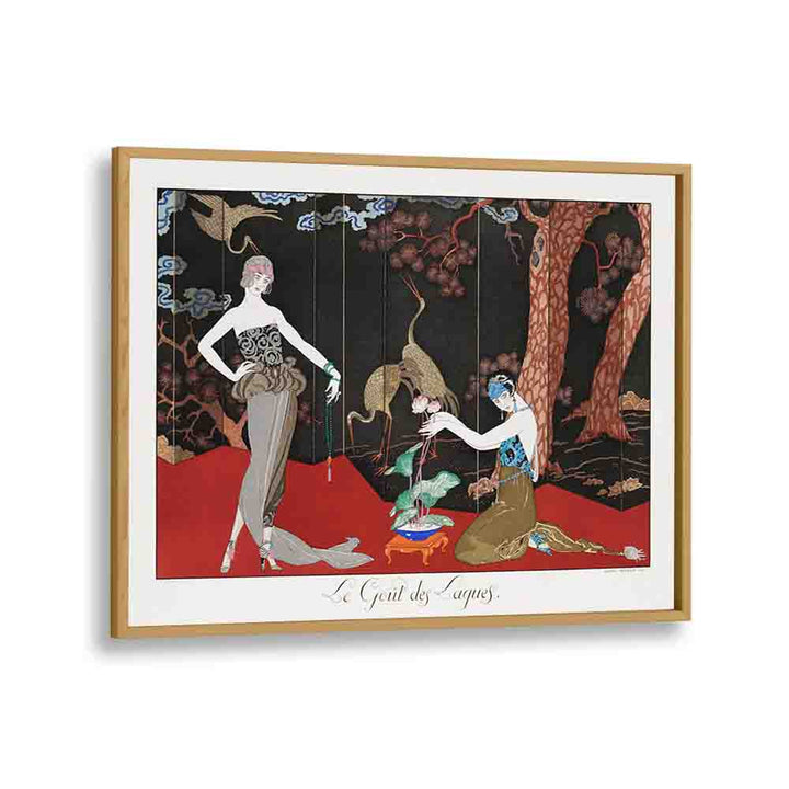 Le Gout Des Laques (1920) George Barbier art painting Artwork in Oak Wood Plain Frame