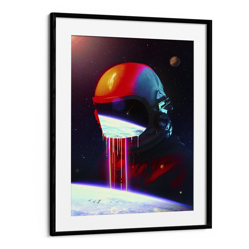 Leak By Francis Minoza Astronaut & Nasa Paintings, Space Art Prints Artwork in Black Frame With Mount
