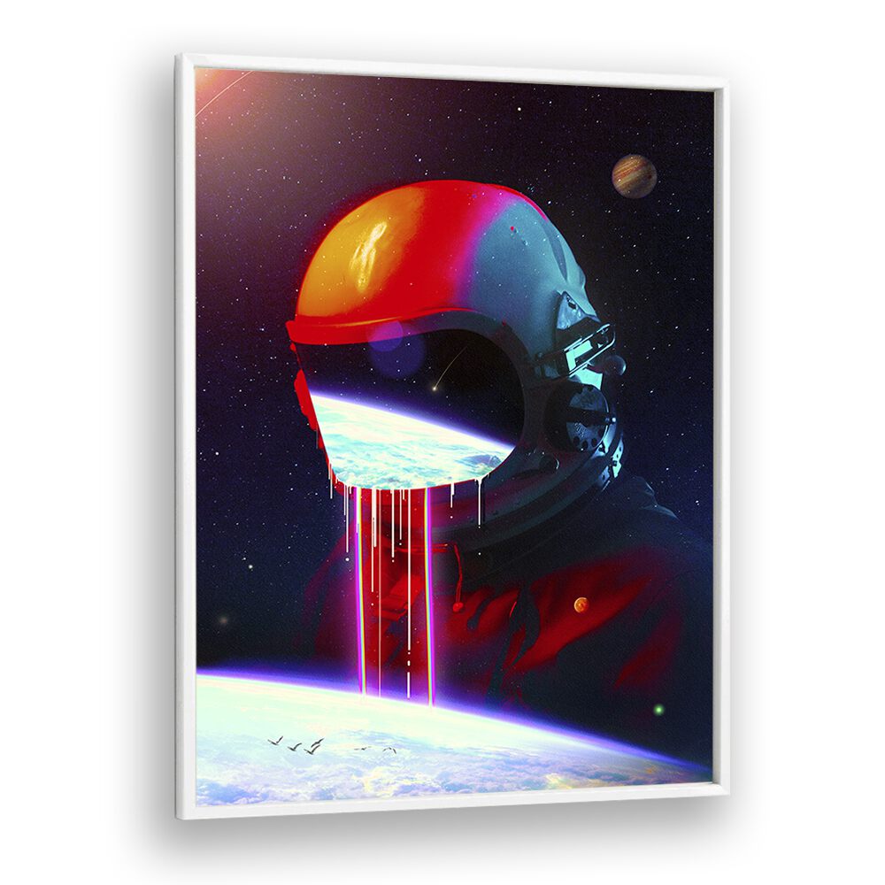 Leak By Francis Minoza Astronaut & Nasa Paintings, Space Art Prints Artwork in White Plain Frame
