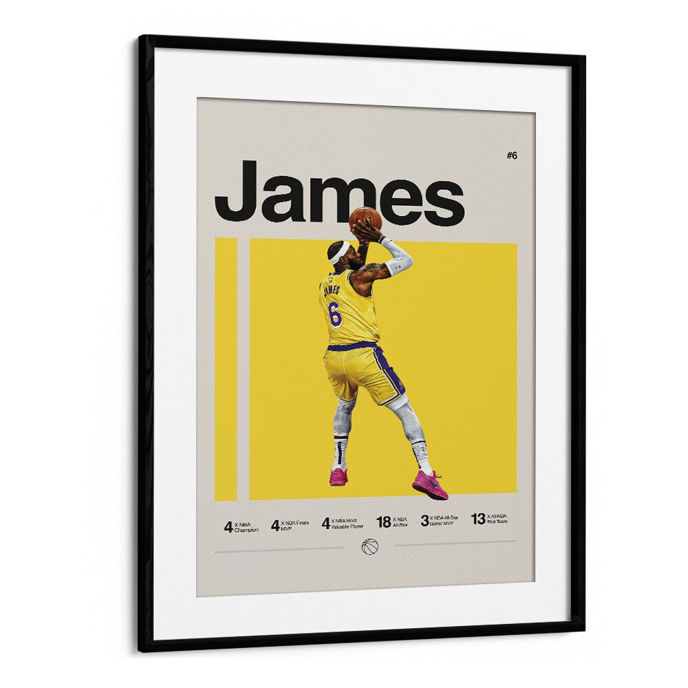 Lebron James Sports Art Artwork in Black Frame With Mount