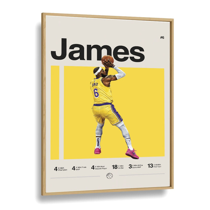 Lebron James Sports Art Artwork in Oak Wood Plain Frame