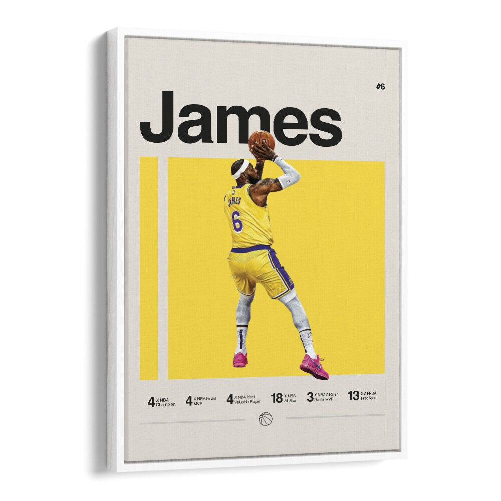 Lebron James Sports Art Artwork in White Floater Frame