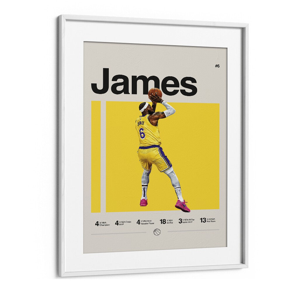 Lebron James Sports Art Artwork in White Frame With Mount