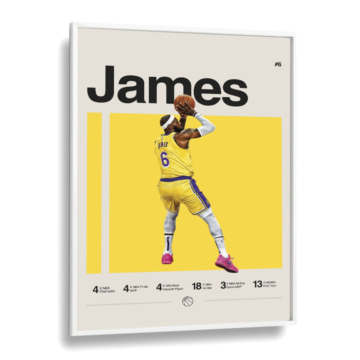 Lebron James Sports Art Artwork in White Plain Frame