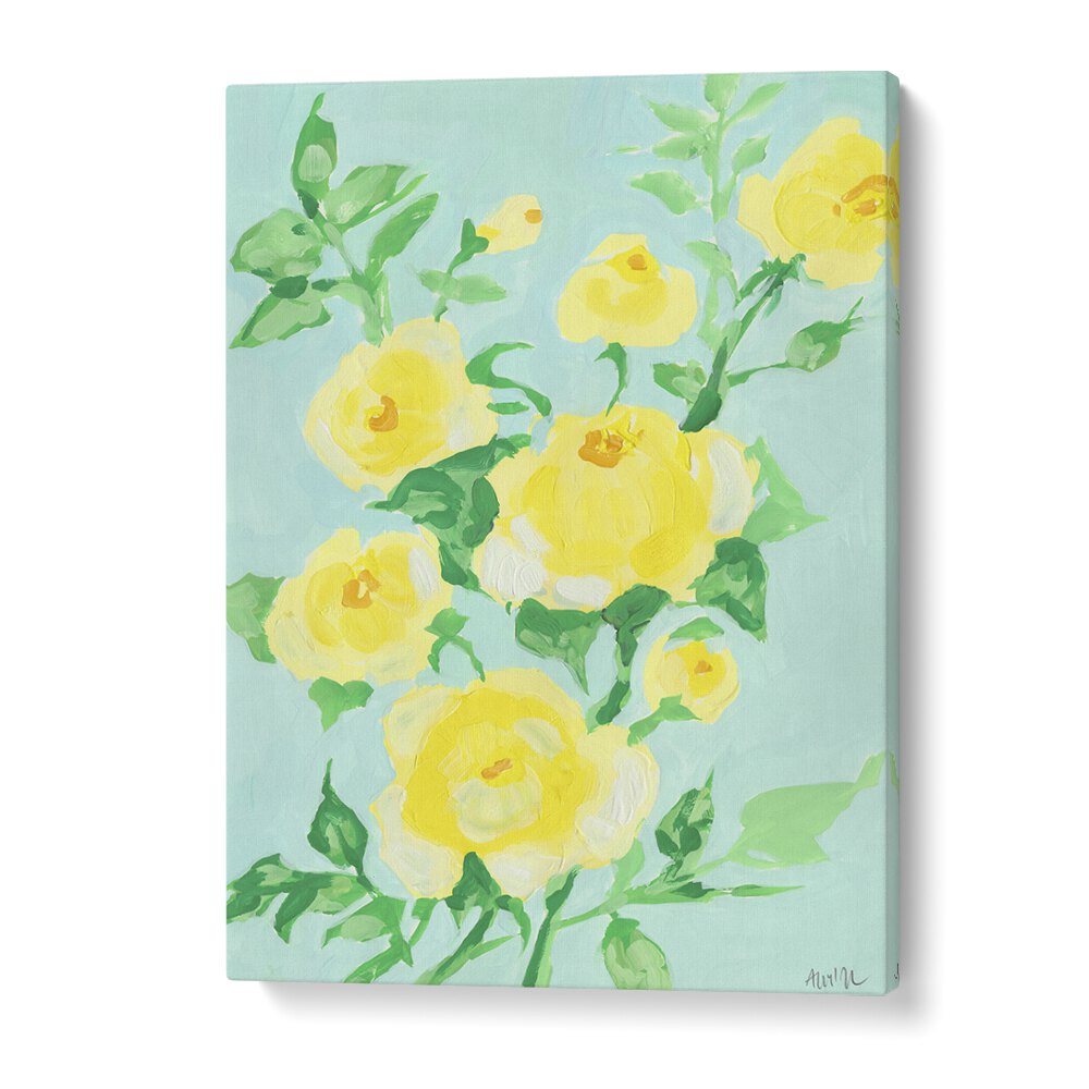 Lemon Roses By Ania Zwara Botanical Flower Paintings Artwork in Gallery Wrap