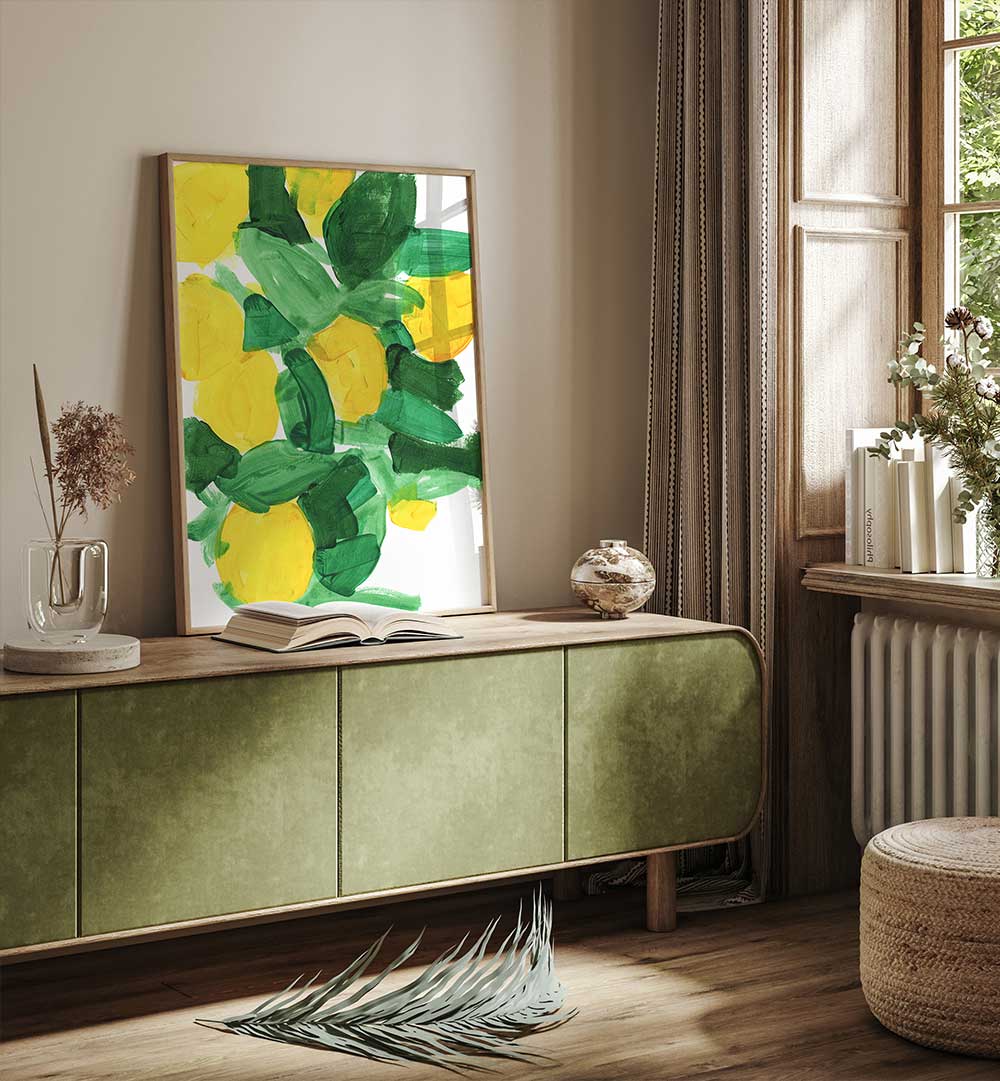 Brighten your kitchen with LEMONS I , KITCHEN POSTERS, adding vibrant art to enhance your cooking space.
