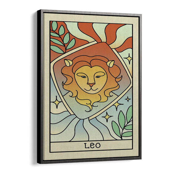 Leo Zodiac & Tarot Art Artwork in Black Floater Frame