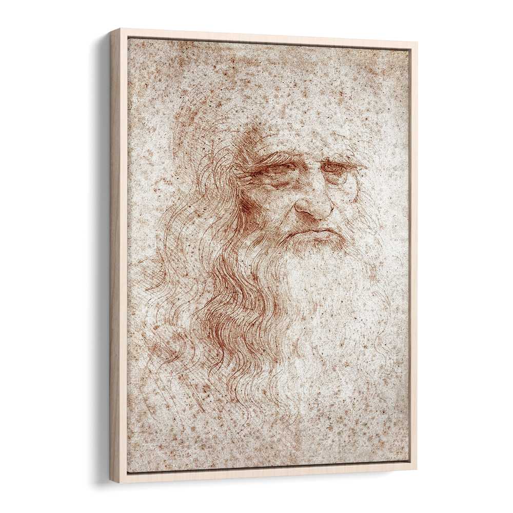 Leonardo Da Vinci Self Portrait (1512) Leonardo Da Vinci art painting Artwork in Oak Wood Floater Frame