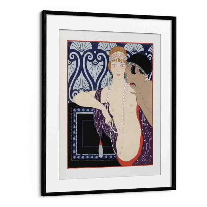 Les Trois Beautes De Mnasidika (1922) George Barbier art painting Artwork in Black Frame With Mount