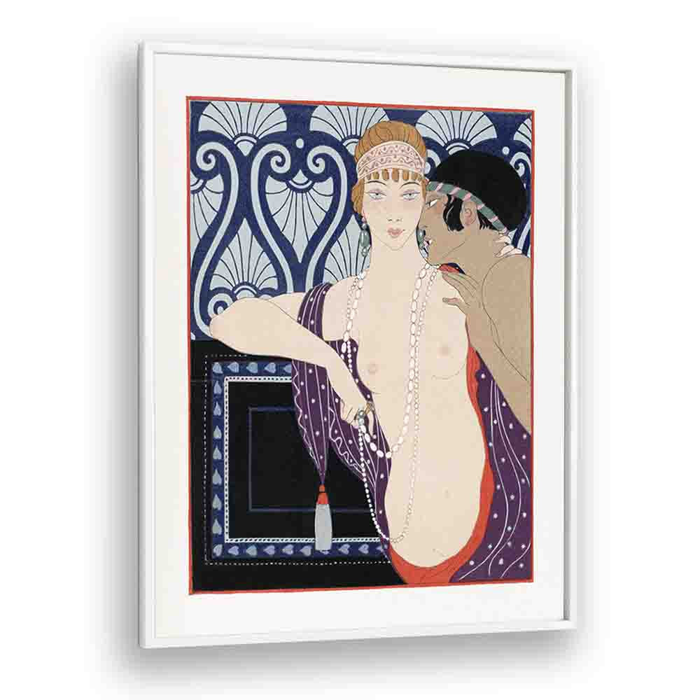 Les Trois Beautes De Mnasidika (1922) George Barbier art painting Artwork in White Plain Frame