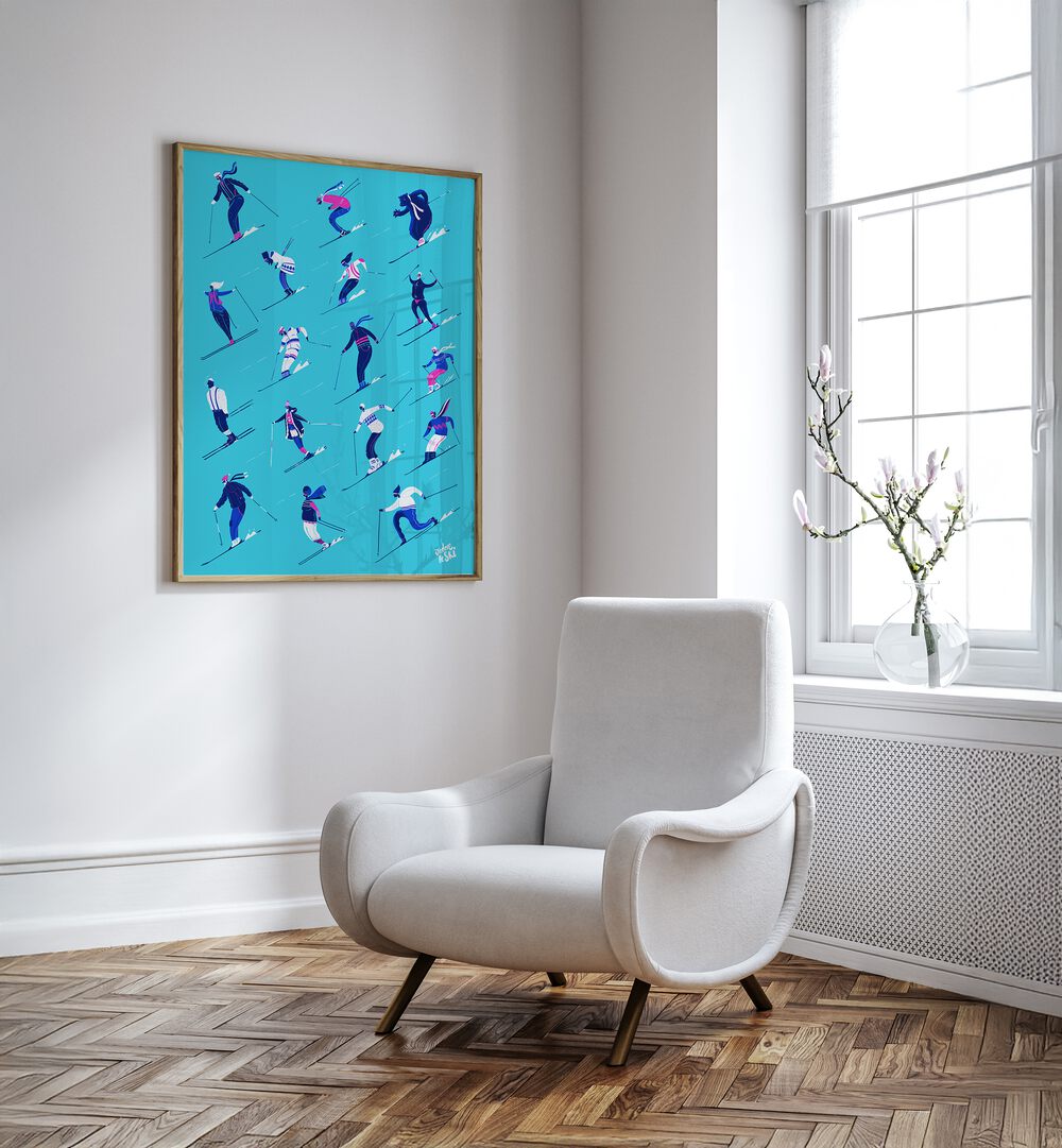 Stylish LE SKI BLUE sports poster showcasing dynamic ski action, perfect for winter sports enthusiasts' decor.