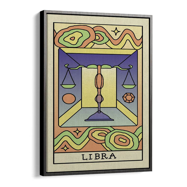 Libra Zodiac & Tarot Art Artwork in Black Floater Frame