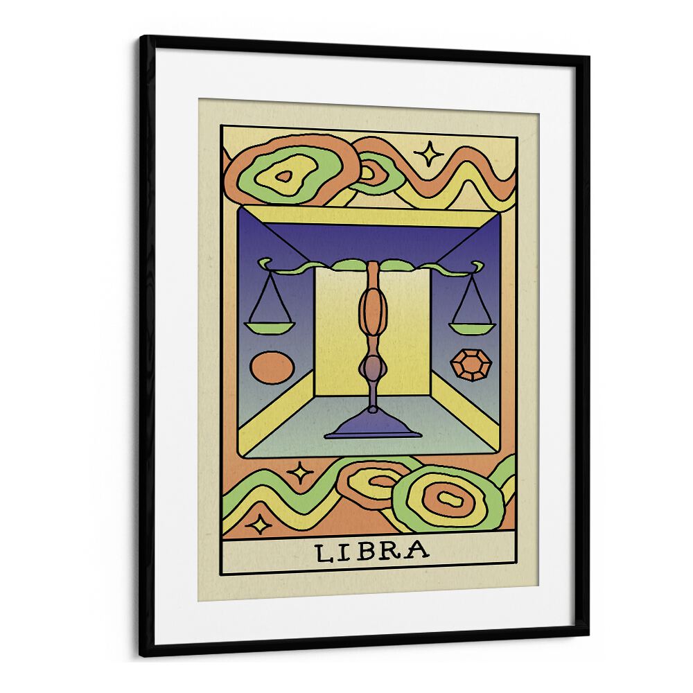 Libra Zodiac & Tarot Art Artwork in Black Frame With Mount