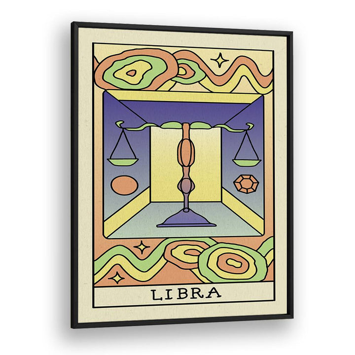 Libra Zodiac & Tarot art Artwork in Black Plain Frame