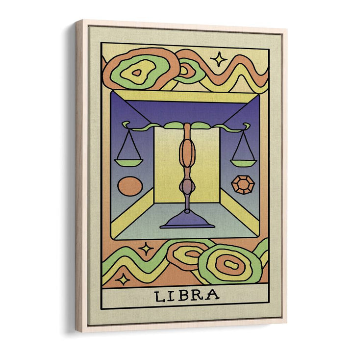 Libra Zodiac & Tarot Art Artwork in Oak Wood Floater Frame