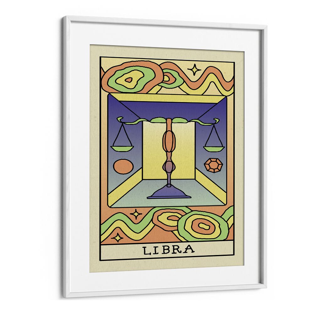 Libra Zodiac & Tarot Art Artwork in White Frame With Mount