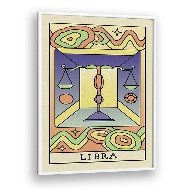 Libra Zodiac & Tarot art Artwork in White Plain Frame