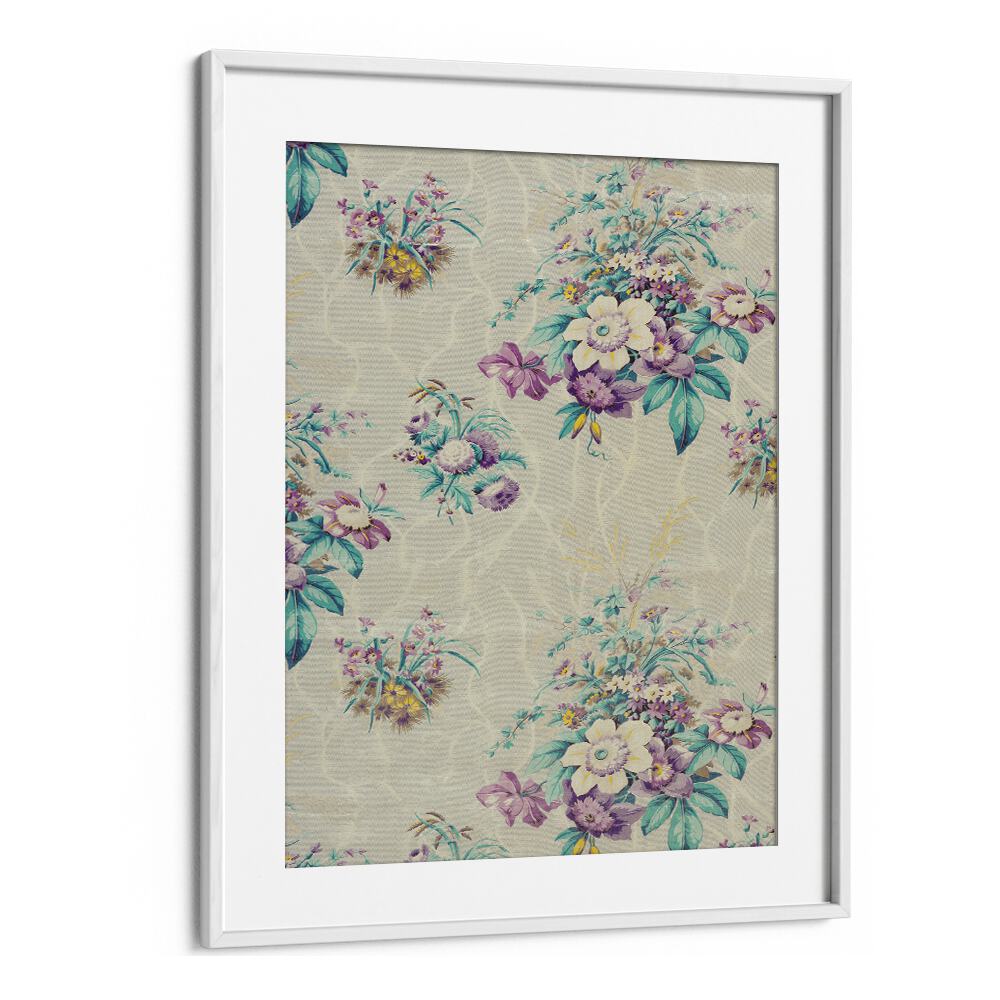 Light Blue Floral I Botanical Flower Paintings Paintings Artwork  in White frame With Mount