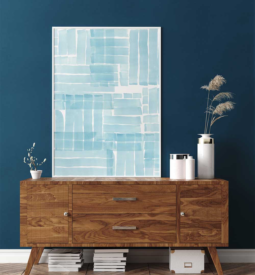 Transform your space with BLUE WATERCOLOUR WASH III, ABSTRACT PAINTINGS, showcasing vibrant hues and modern creativity.