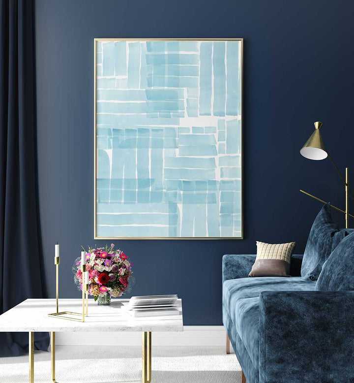 Stunning BLUE WATERCOLOUR WASH III, ABSTRACT PAINTINGS decorates a modern living space with rich, flowing hues.