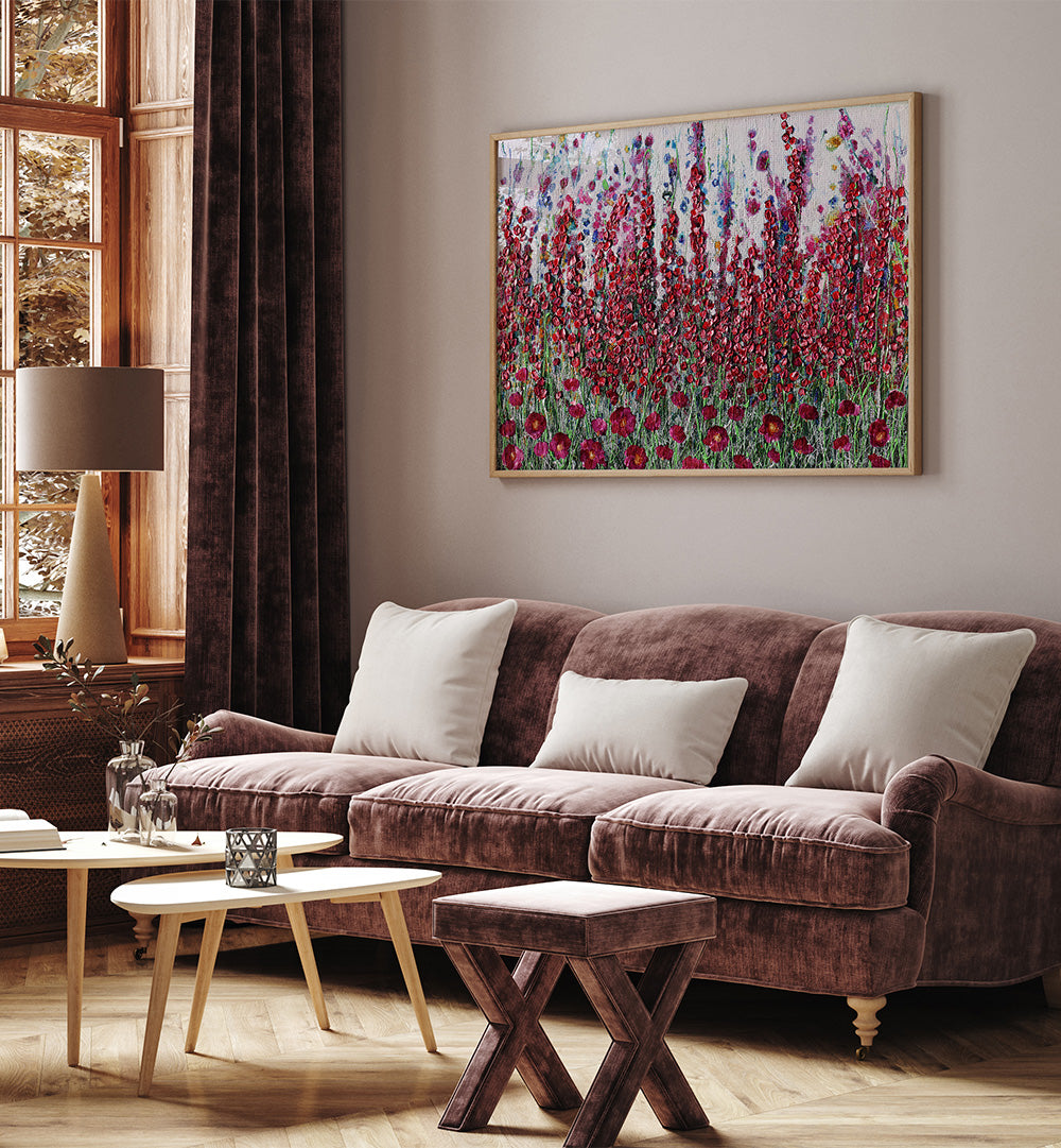 LIGHT PINK GARDEN , FLORAL FLOWER PAINTINGS