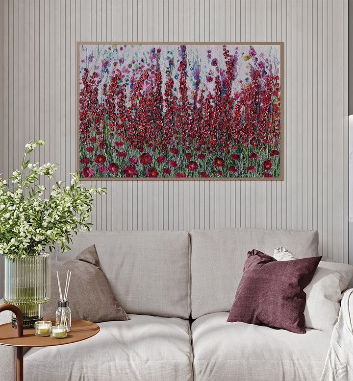 LIGHT PINK GARDEN , FLORAL FLOWER PAINTINGS