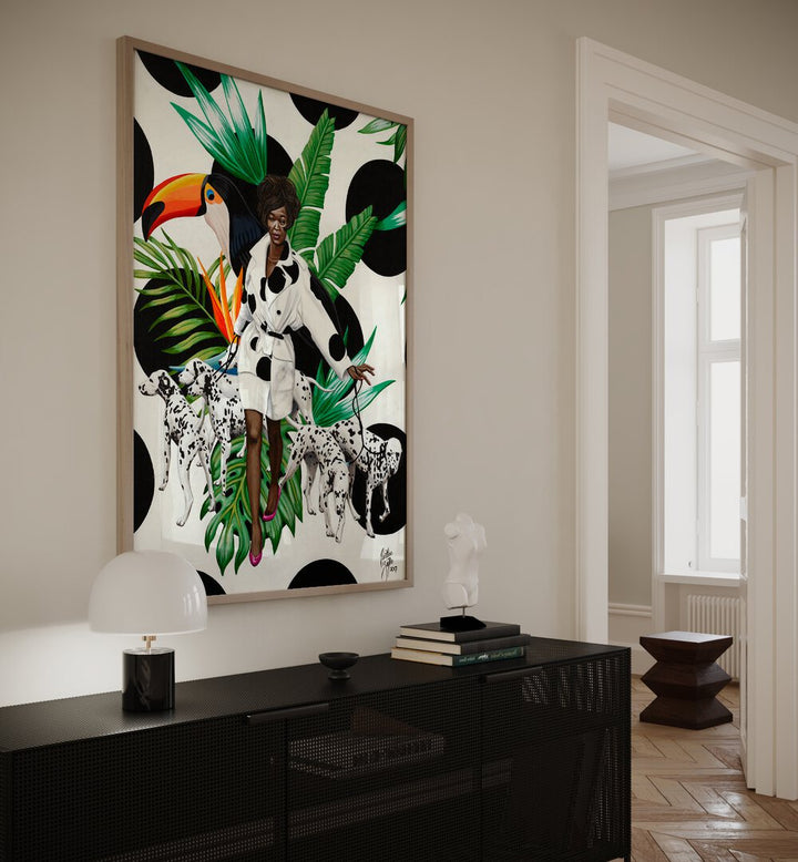 Like A Walk In The Park By Christian Beijer , African Painting Art Artwork Placed on a wall In A Living Room 