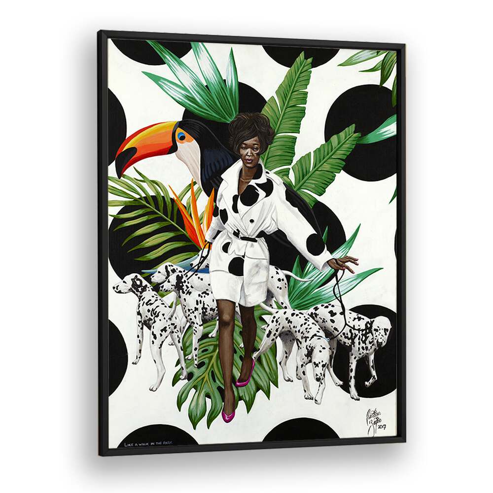 Like A Walk In The Park By Christian Beijer , African Painting Art in Black Plain Frame