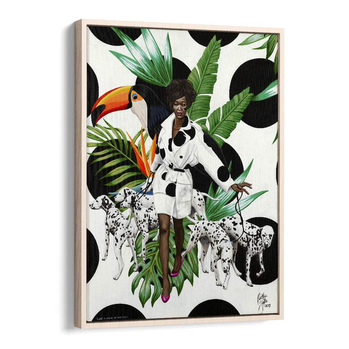 Like A Walk In The Park By Christian Beijer , African Painting Art in Oak Wood Floater Frame