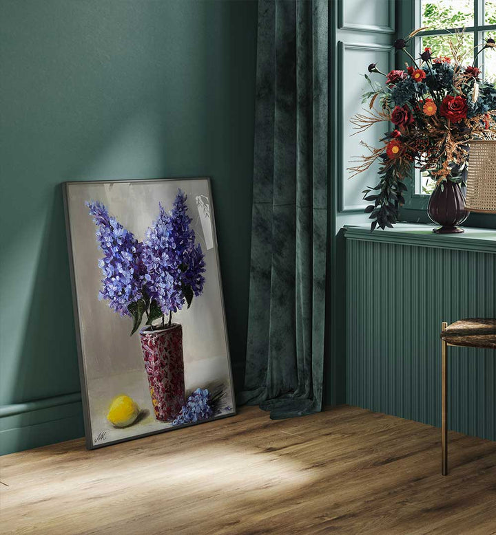 LILACS AND LEMON , FLORAL FLOWER PAINTINGS