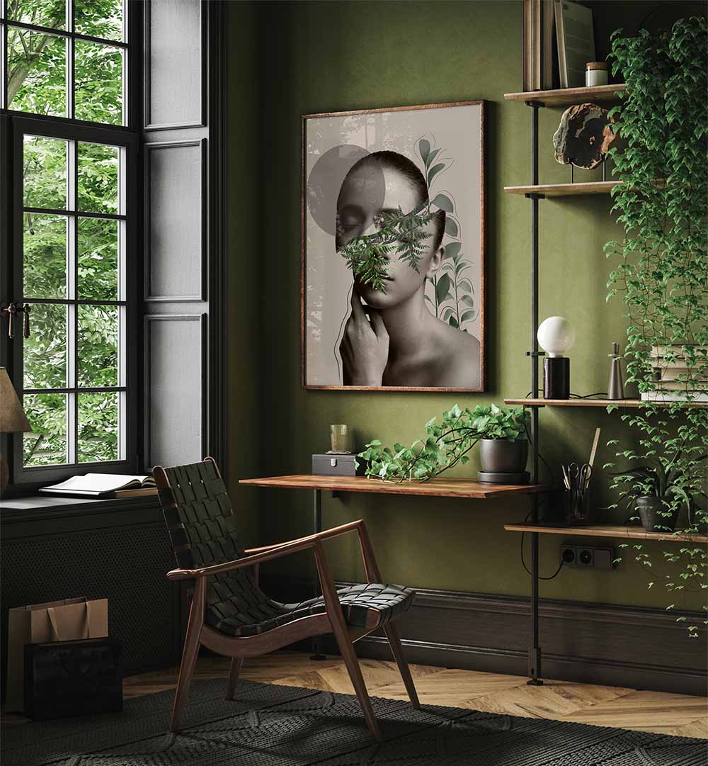 LILI I, PORTRAITS: Elegant abstract wall art blending emotion and artistry in a stylish interior setting.