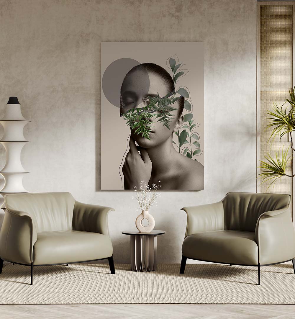 Elegant abstract art from LILI I, PORTRAITS, featuring a serene figure entwined with nature's beauty.