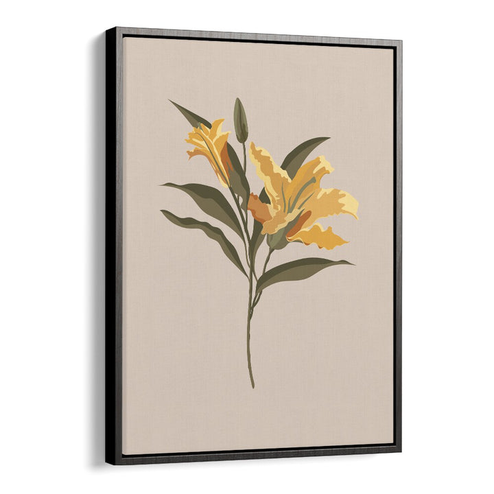 Lily Flower  Botanical Flower Paintings Artwork  in Black Floater Frame