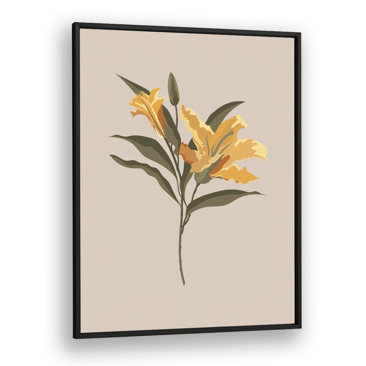 Lily Flower Botanical Flower Paintings Artwork  in Black Plain Frame