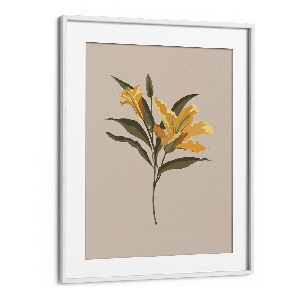 Lily Flower Botanical Flower Paintings Paintings Artwork  in White frame With Mount