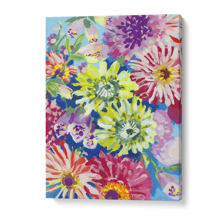 Lime Asters By Ania Zwara Botanical Flower Paintings Artwork in Gallery Wrap