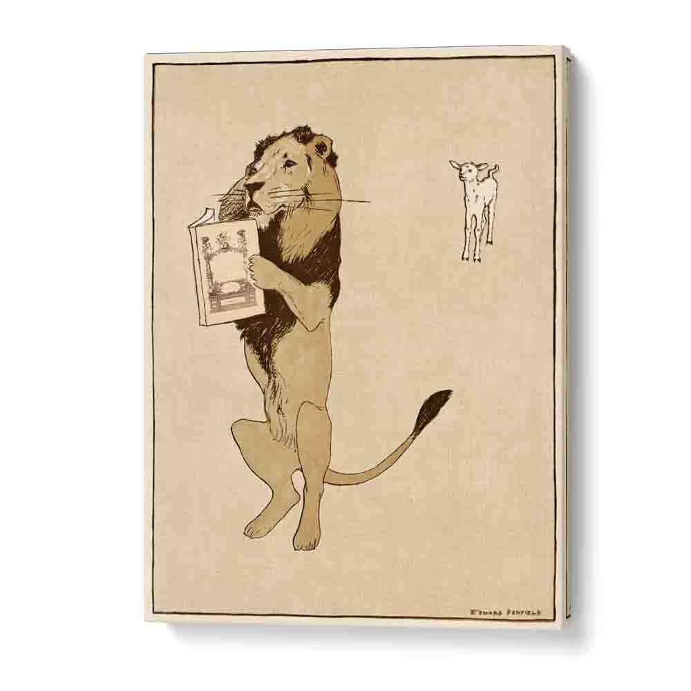 Lion And A Book (1894) Edward Penfield art painting Artwork in Gallery Wrap