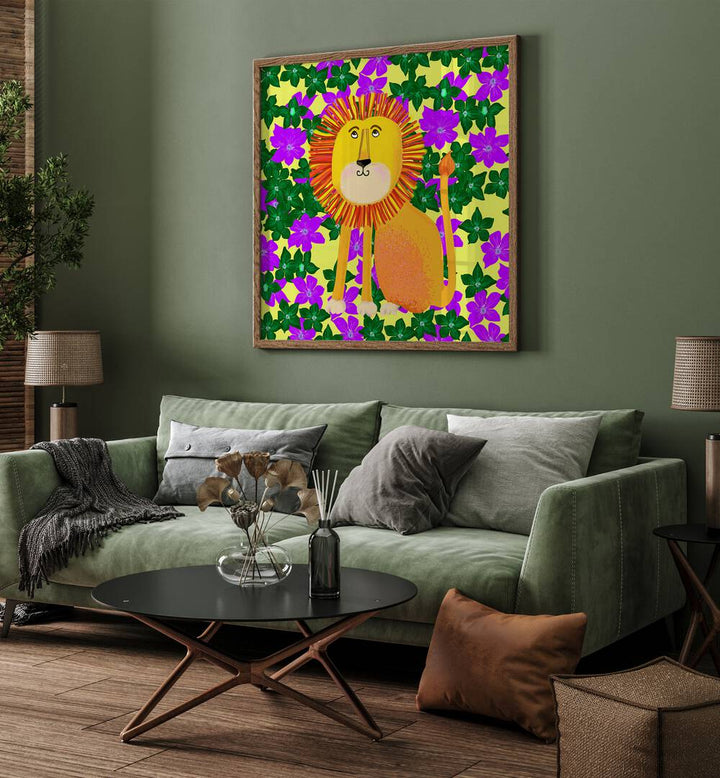 LION IN FLOWERS