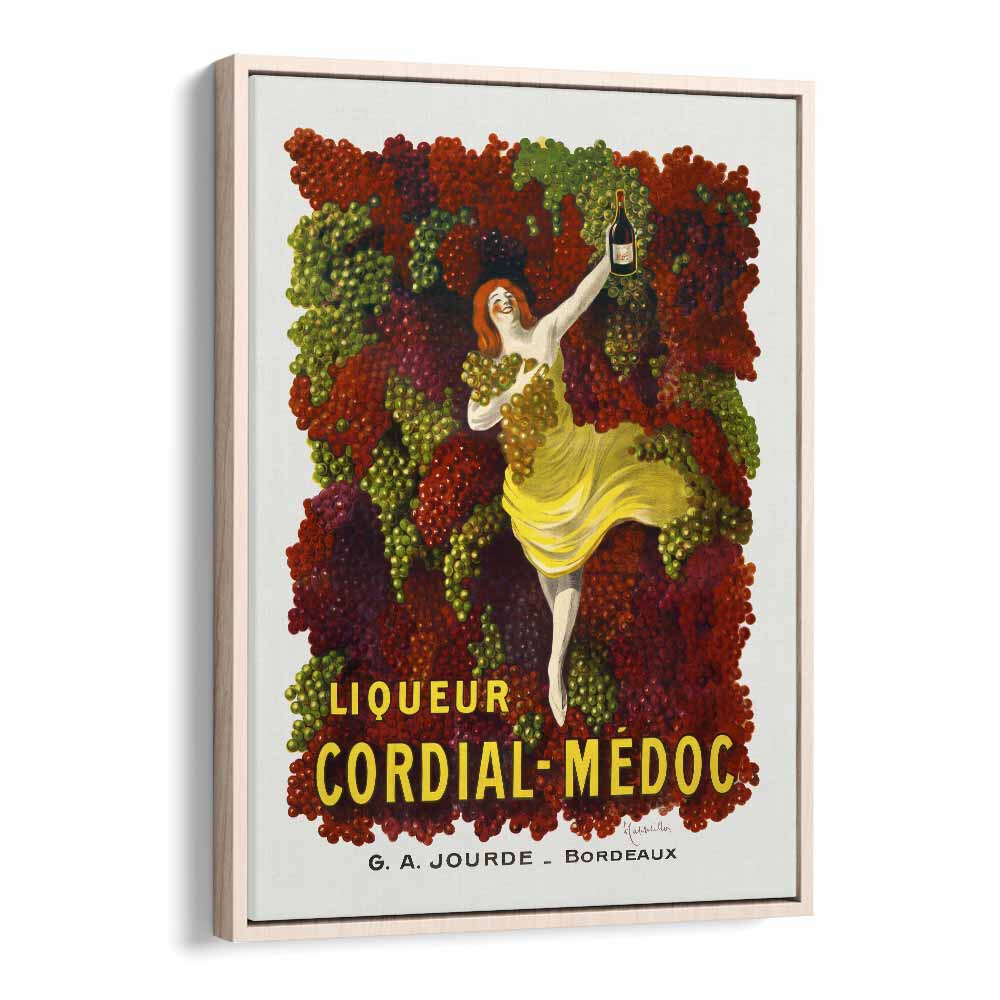 Liqueur Cordial Medoc Bar & Cafe Artwork in Oak Wood Floater Frame