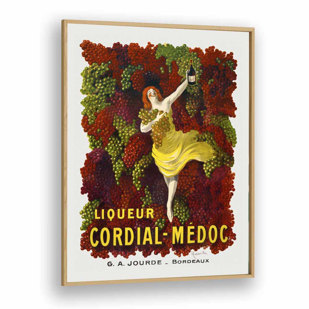 Liqueur Cordial Medoc Bar & Cafe Artwork in Oak Wood Plain Frame