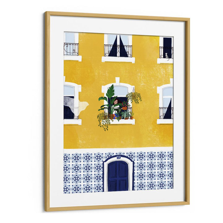 Lisbon, Maja Tomjanovic Art Artwork in Oak Wood Frame With Mount