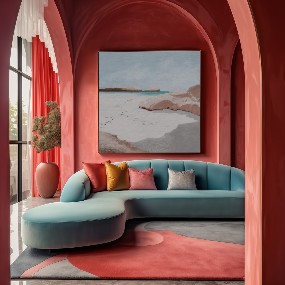 Vibrant LITORE Abstract Paintings enhance modern living spaces with captivating designs and colors.