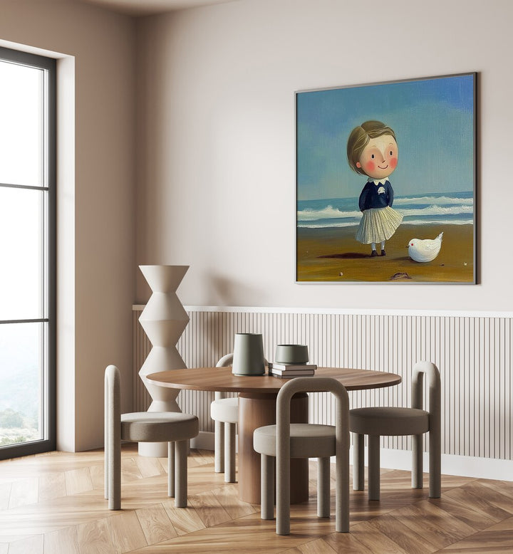 LITTLE GIRL ON THE BEACH II brings childhood joy to life, perfect for adding whimsy to your home decor.