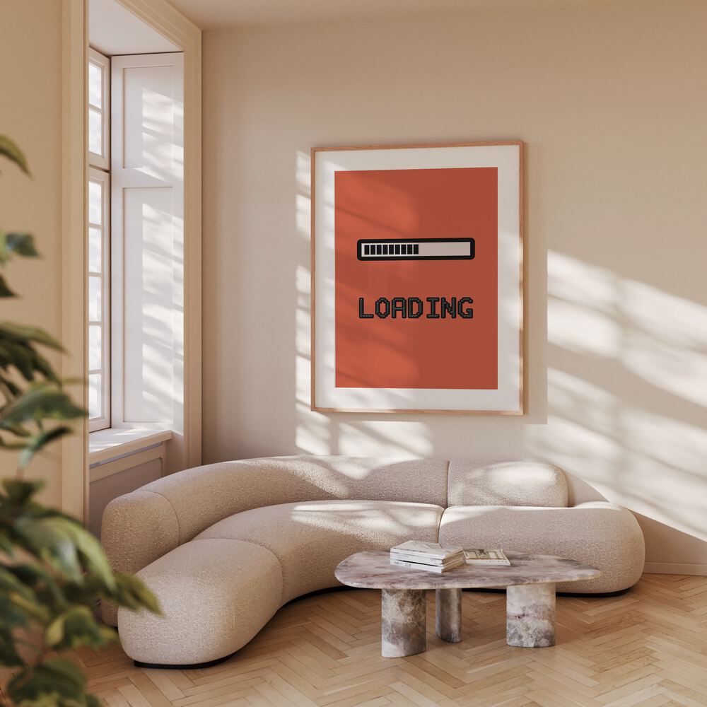 Loading I Gaming Art Painting Artwork in oakwood frame with mount behind a sofa next to a window