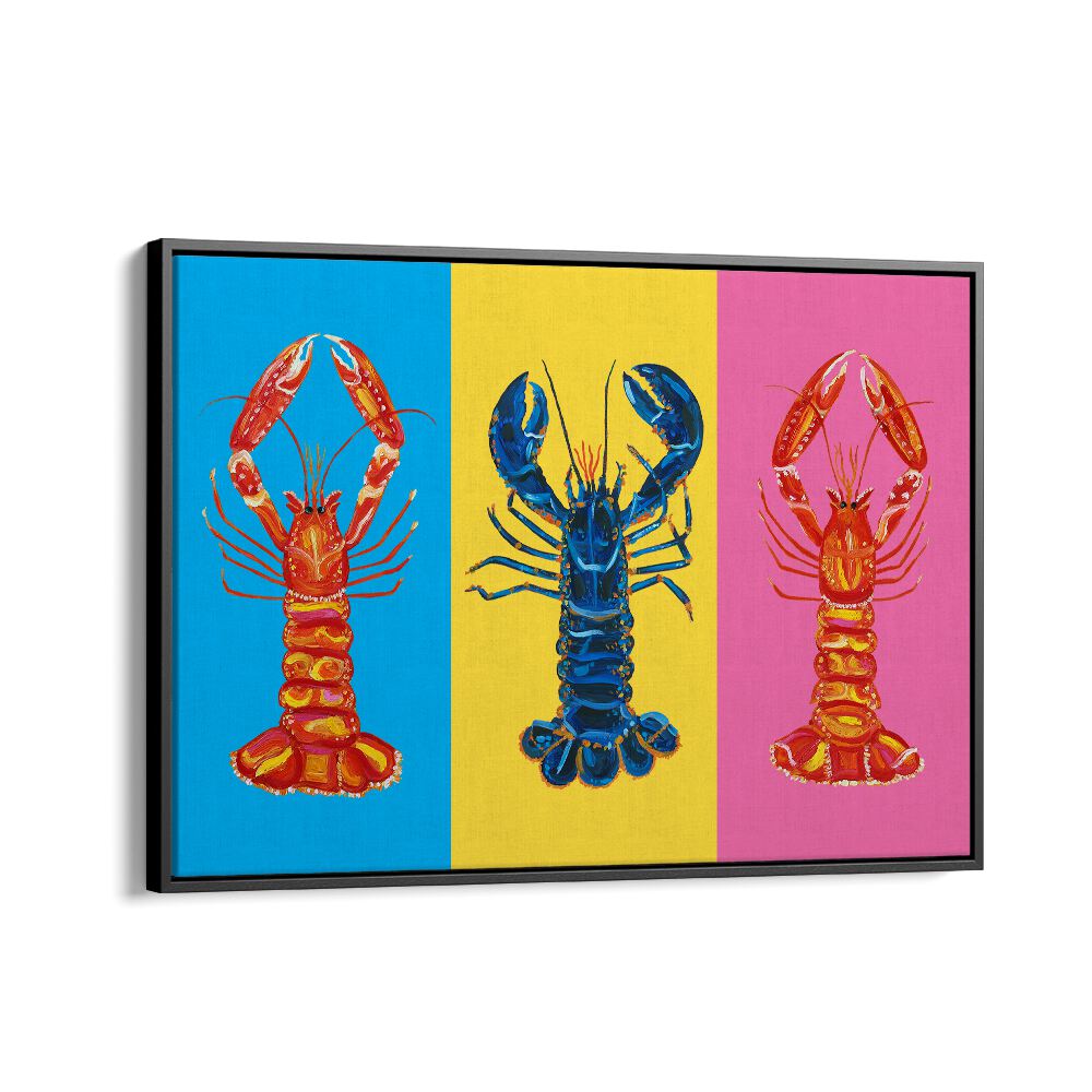 Lobster Langoustines Pop Art Artwork in Black Floater Frame