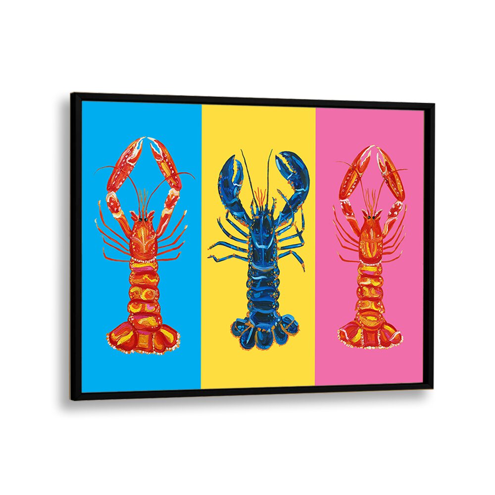 Lobster Langoustines Pop Art Artwork in Black Plain Frame